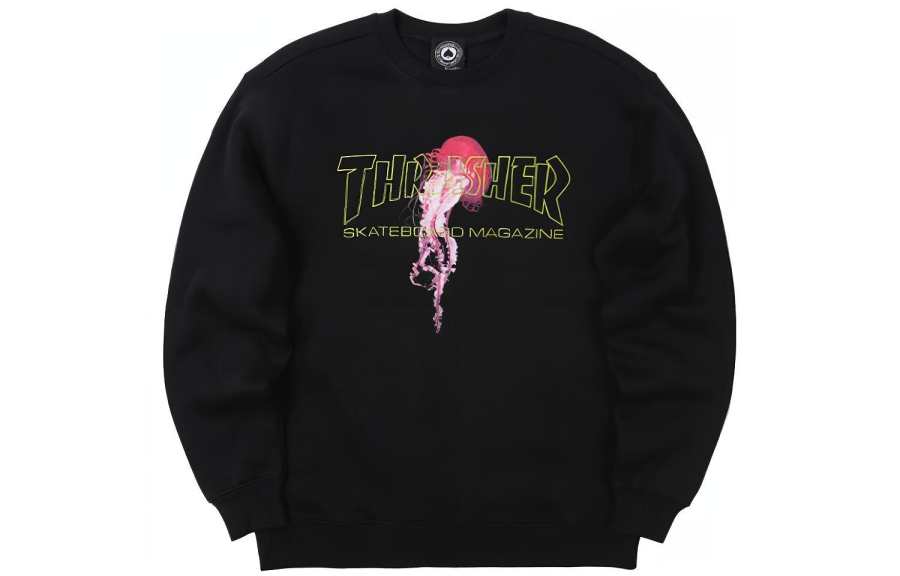 Thrasher Sweatshirts Unisex Black Crew Neck Moderate Heavyweight