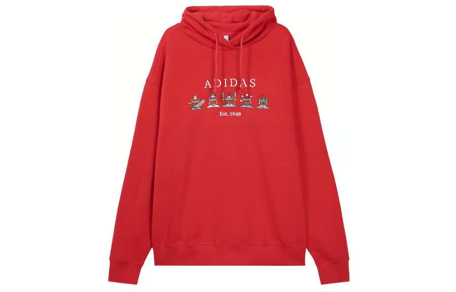 Adidas Originals Sweatshirts Unisex Red Hooded Moderate