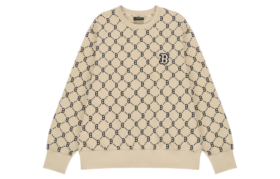 MLB MLB Base Logo Sweatshirts Unisex Beige Crew Neck Moderate Other