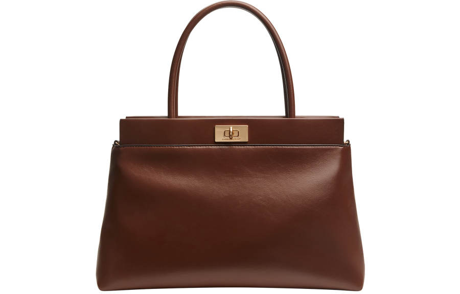 CHARLES&KEITH Pu Shoulder Bag, Crossbody Bag, Handbag Large Women's Black/Dark Brown