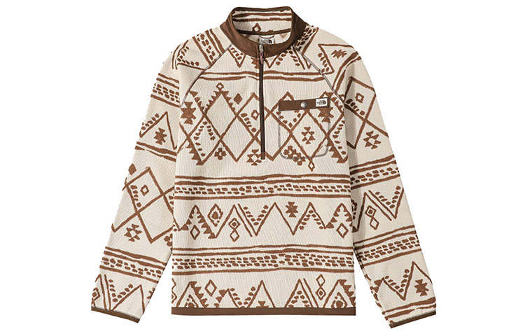 THE NORTH FACE Sweatshirts Men's Khaki Stand Collar Moderate Regular