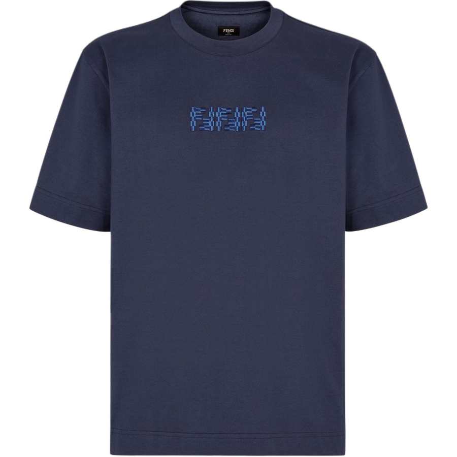 FENDI Logo Embroidered Short Sleeved T Shirt