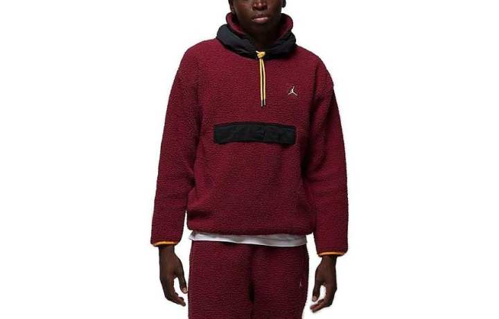 Jordan Jordan Ess Stmt Flc Sweatshirts Men's Cherrywood Red Hooded Non Detachable Moderate