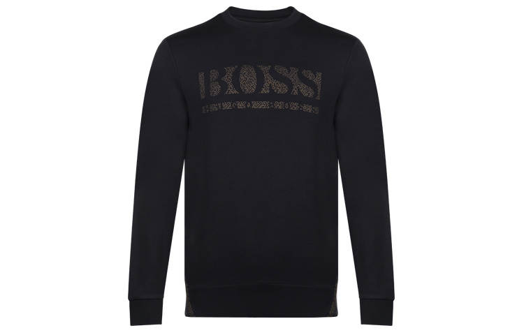 HUGO BOSS Men Slim-fit Crewneck Salbo Iconic Sweatshirt Black