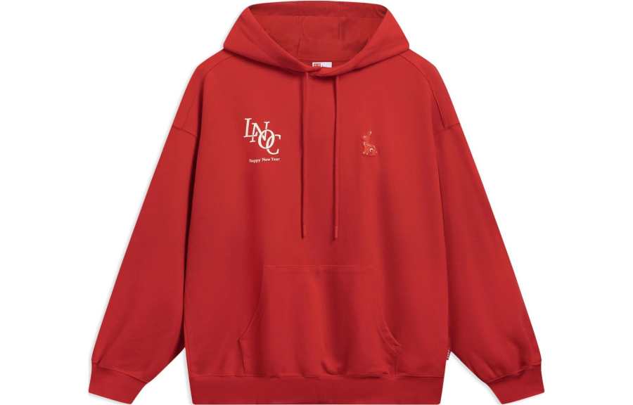 Li-Ning Li Ning Sweatshirts Unisex Vermilion Hooded Moderate Regular
