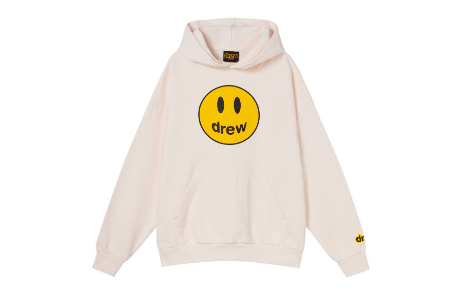 Drew House Smiley Collection Mascot Hoodie Mascot Logo Print Hooded Fleece Lined Sweatshirt Unisex Milk White