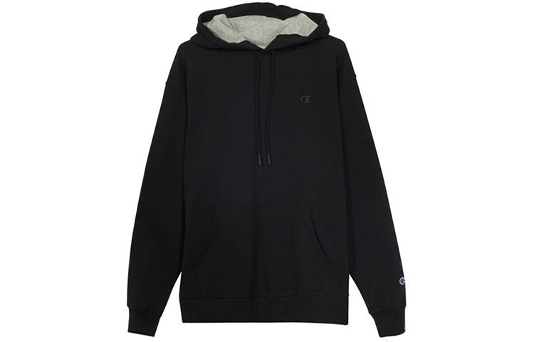Champion Left Chest Small Logo Hooded Fleece Lined Sweatshirt US Version Men's Black