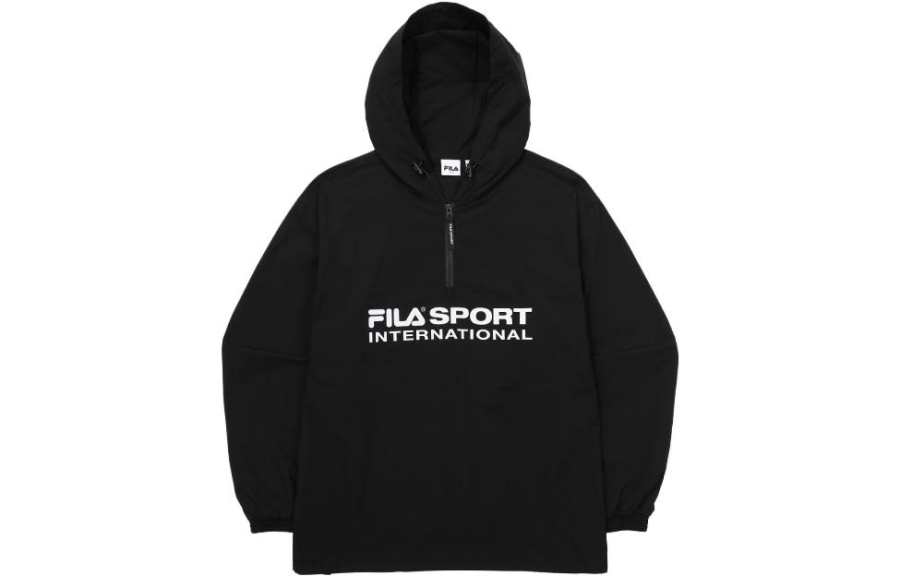 FILA Sweatshirts Unisex Black Hooded Thin Regular