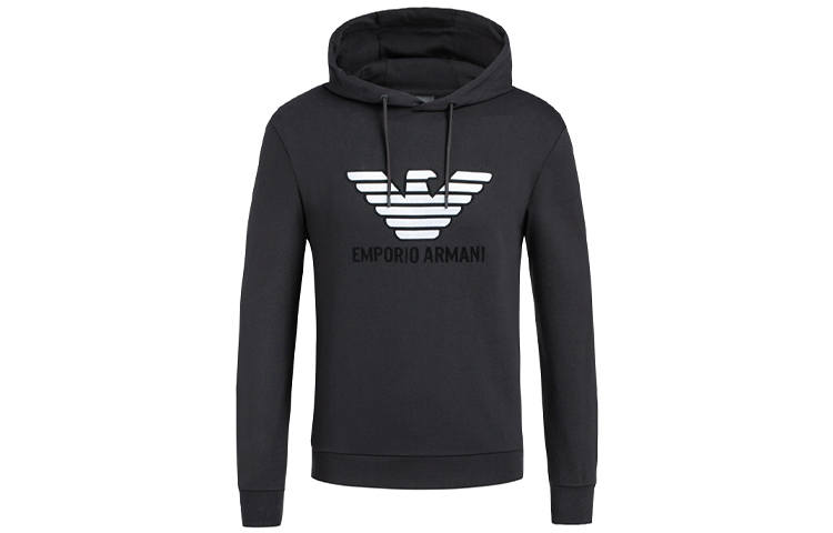 EMPORIO ARMANI Sweatshirts Men's Black Hooded Moderate Regular