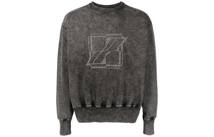 WE11DONE Sweatshirts Unisex Charcoal Crew Neck Moderate Heavyweight