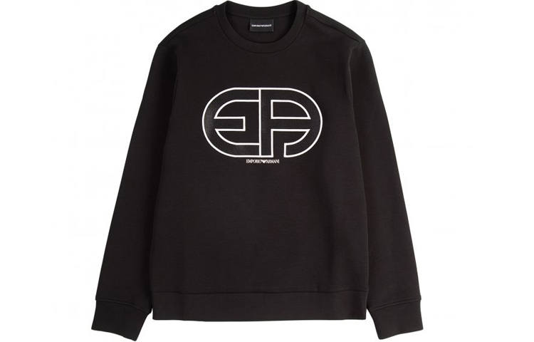 EMPORIO ARMANI Sweatshirts Men's Black Crew Neck Moderate Regular