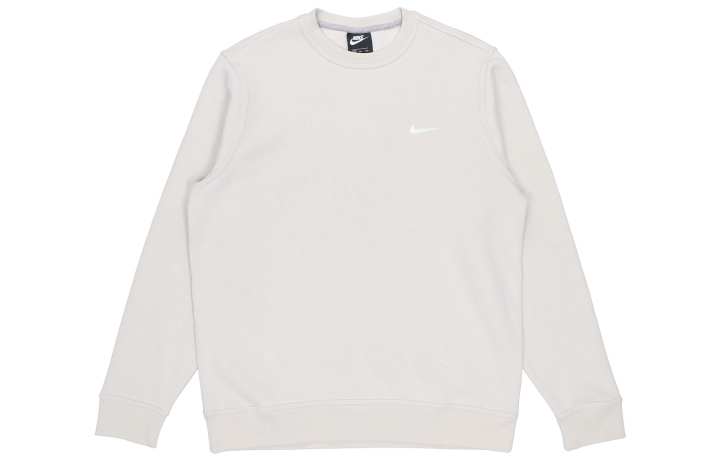 Nike Nike Logo Print Crew Neck Pullover Fleece Lined Sweatshirt Men's Light Gray