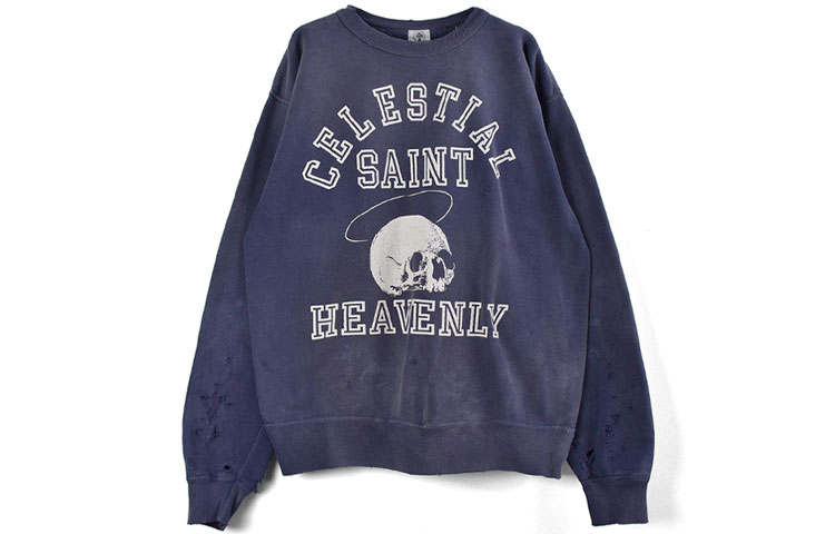 SAINT Mxxxxxx Sweatshirts Men's Marine Blue Crew Neck Moderate Regular