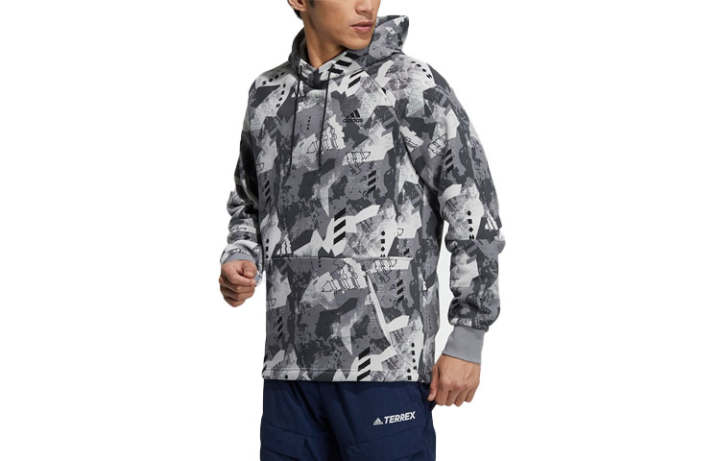 Adidas Adidas Sweatshirts Men's Gray Hooded Moderate Regular