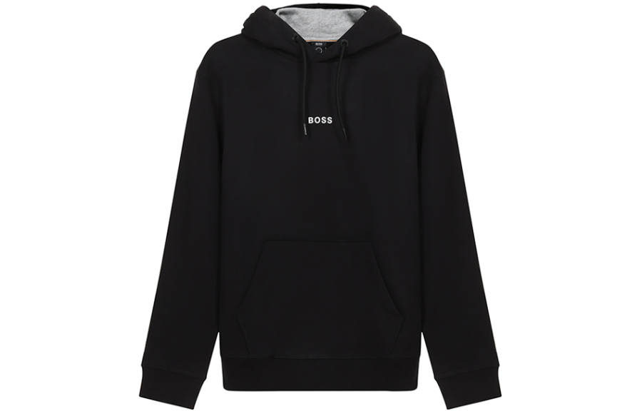 HUGO BOSS Sweatshirts Men's Black Hooded Moderate Regular