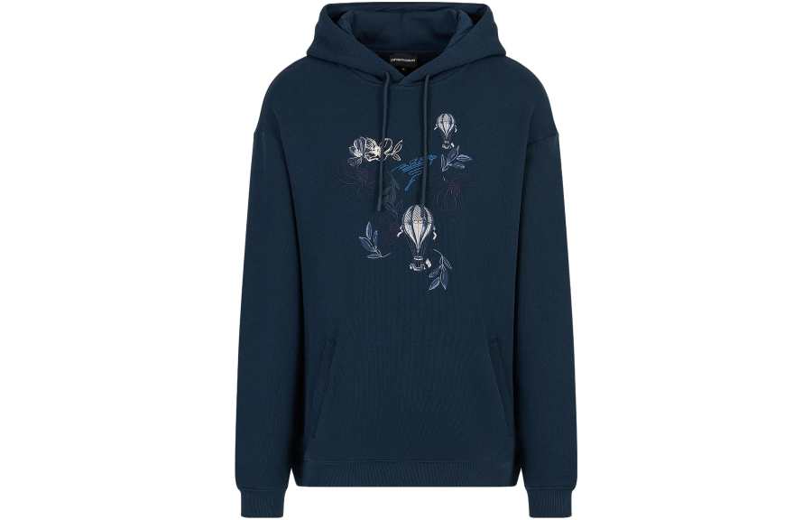 EMPORIO ARMANI 【Zoomed ImageryBest of: PromotionsPrevious Season】floral-embroidery cotton hoodie