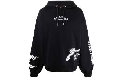 GCDS Sweatshirts Men's Black Hooded Moderate Regular