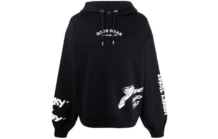 GCDS Sweatshirts Men's Black Hooded Moderate Regular