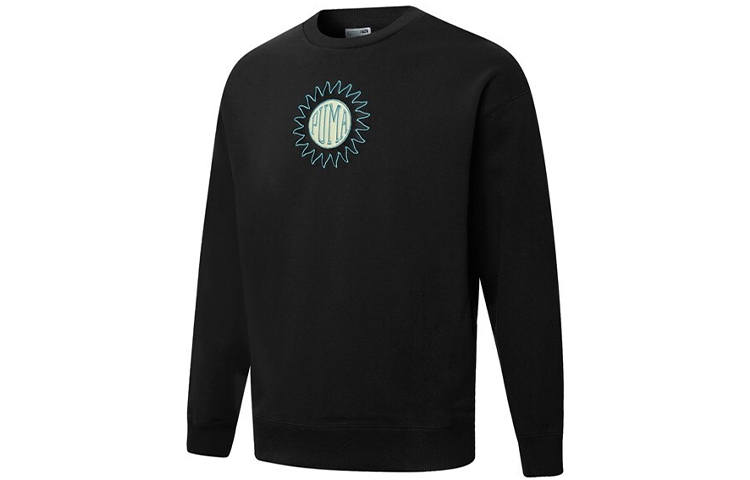 PUMA Downtown Sweatshirts Men's Black Crew Neck Moderate Regular
