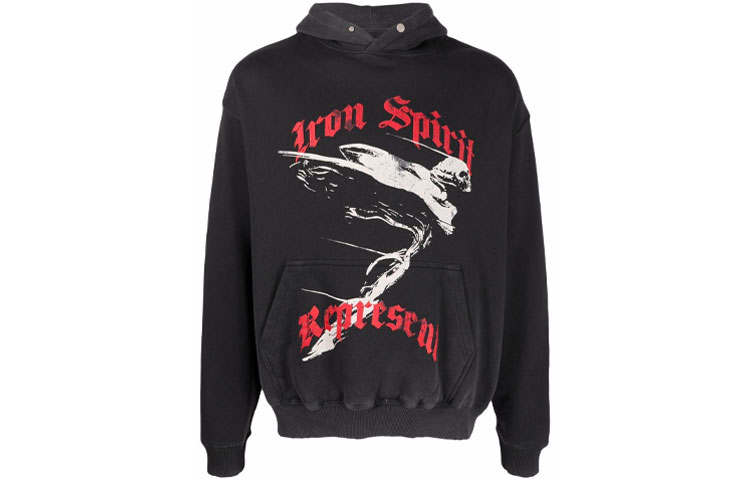 REPRESENT REPRESENT Sweatshirts Men's Black Hooded Moderate Regular