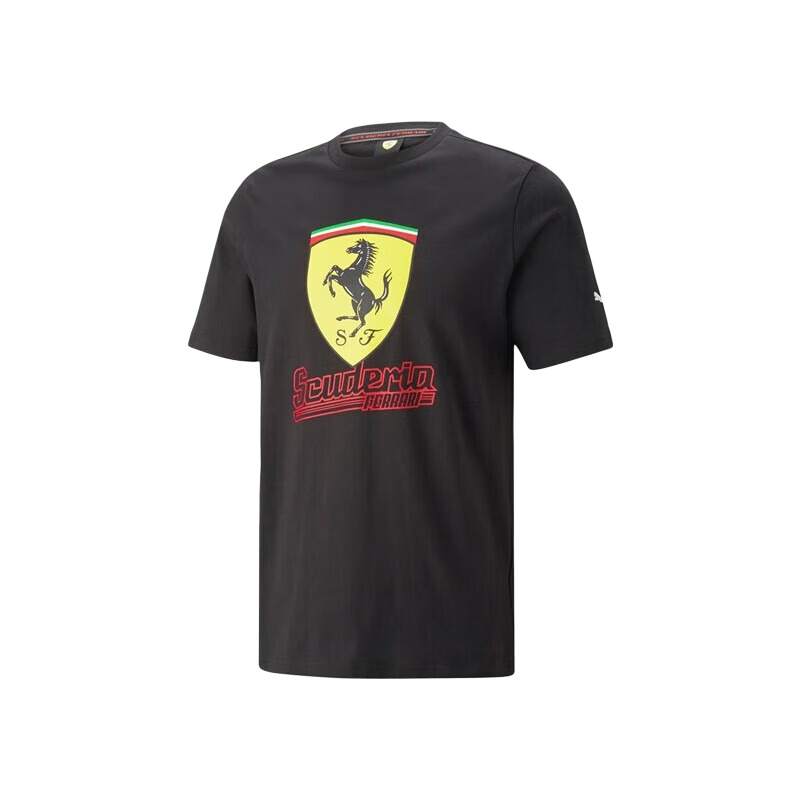 PUMA Racing Series T Shirts Unisex Black Crew Neck Moderate