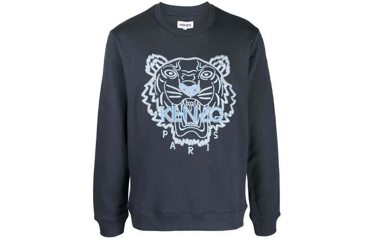 KENZO Sweatshirts Men's Blue Crew Neck Moderate Heavyweight