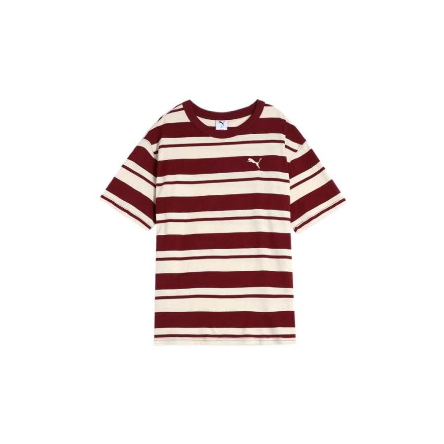 PUMA T Shirts Unisex Red Crew Neck Moderate Straight Fit