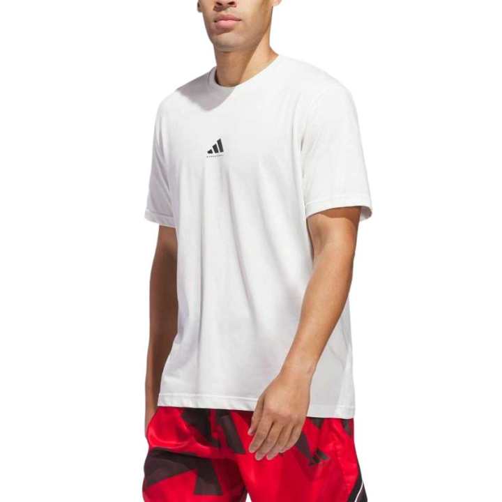 Adidas Adidas T Shirts Men's White Crew Neck Moderate Straight Fit