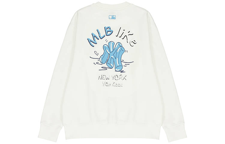 MLB New York Yankees Sweatshirts Unisex Ivory White Crew Neck Moderate Regular