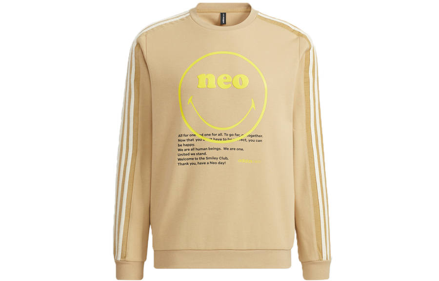 Adidas Neo X SMILEY Sweatshirts Men's Khaki Crew Neck Moderate Regular