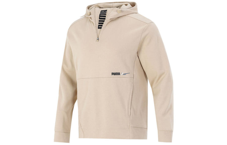 PUMA Sweatshirts Men's Khaki Hooded Moderate Regular