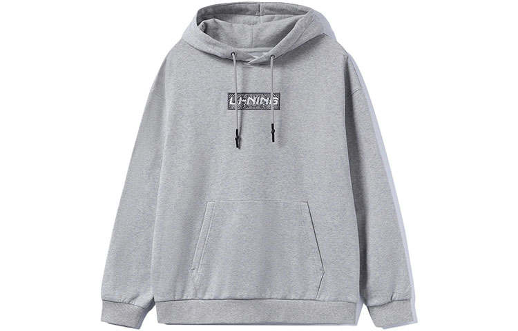 Li-Ning Li Ning Sports Fashion Collection Embroidery Logo Fleece Lined Thermal Sweatshirt Unisex Heather Gray Brick Gray