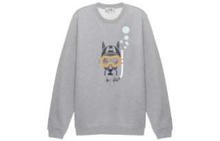 HERMES Sweatshirts Men's Gray Crew Neck Moderate Regular