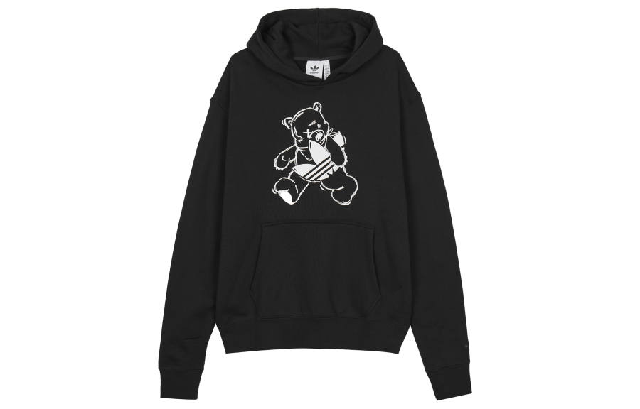 Adidas Originals Sweatshirts Unisex Black Hooded Moderate Regular