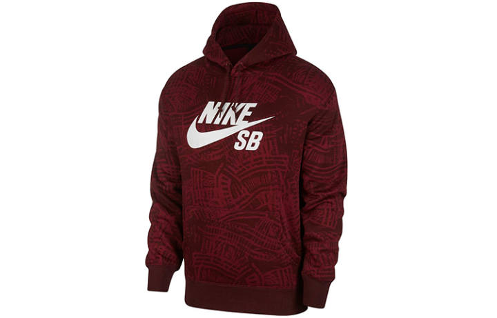 Nike Nike Sweatshirts Men's Burgundy Hooded Thickened Regular