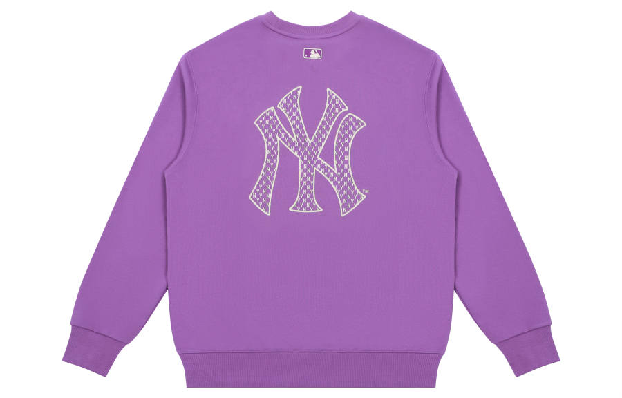 MLB Old Flower Sweatshirts Unisex Purple Crew Neck Moderate Regular