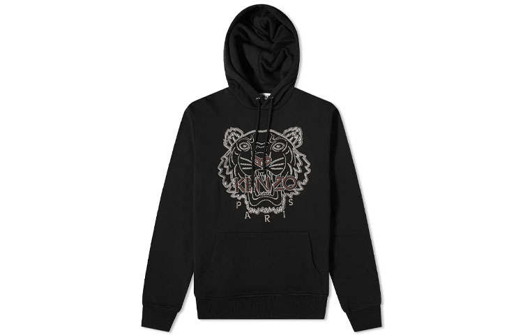 KENZO FW21 Tiger Embroidered Skate Hoodie Black