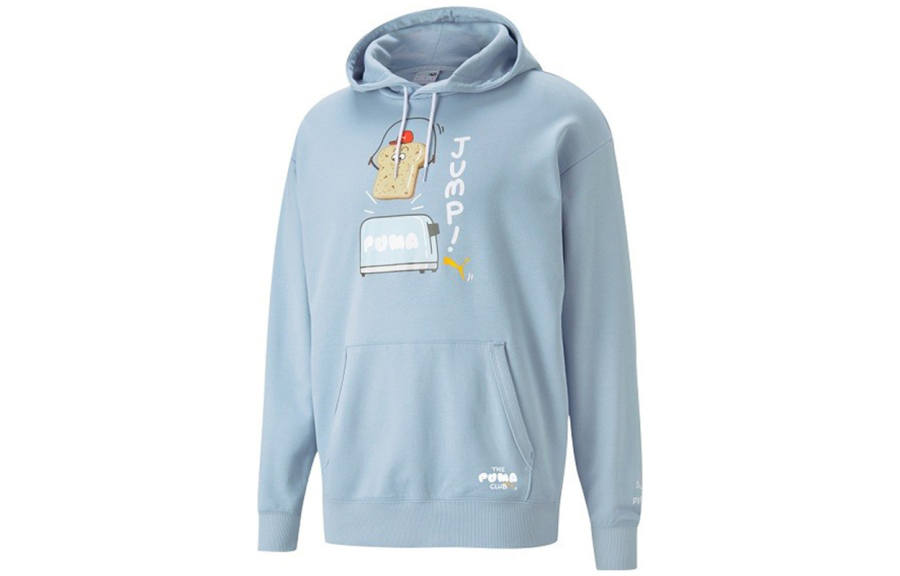 PUMA Club Graphic Sweatshirts Men's Light Blue Hooded Moderate Regular