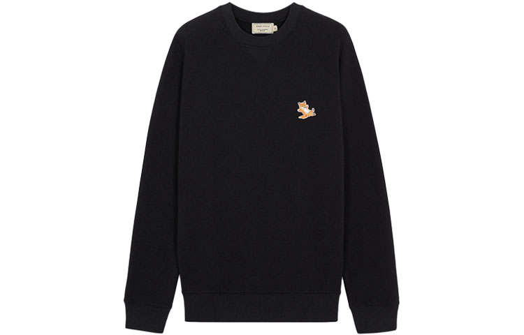 Maison Kitsune Sweatshirts Unisex Black Crew Neck Moderate Regular