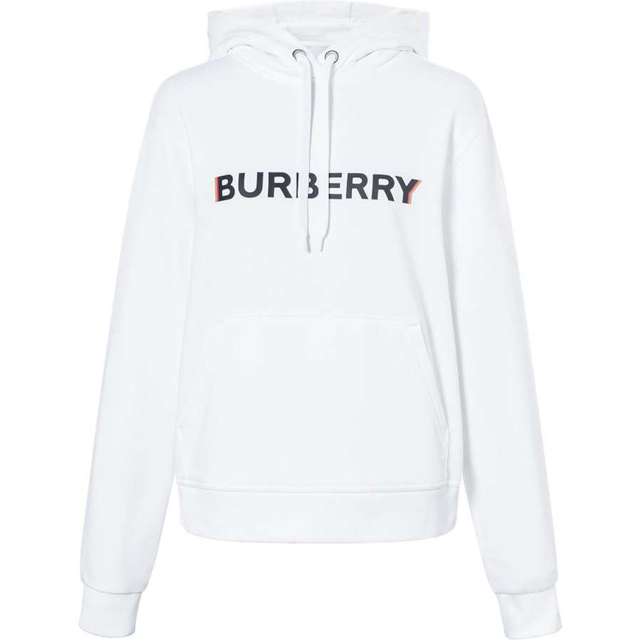 Burberry Unisex Letter Print Hooded Long Sleeve Sweatshirt White