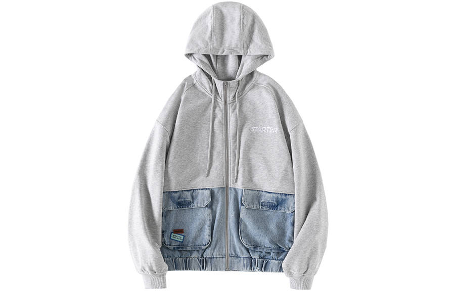 STARTER STARTER Sweatshirts Unisex New Light Heather Gray Hooded Moderate Regular