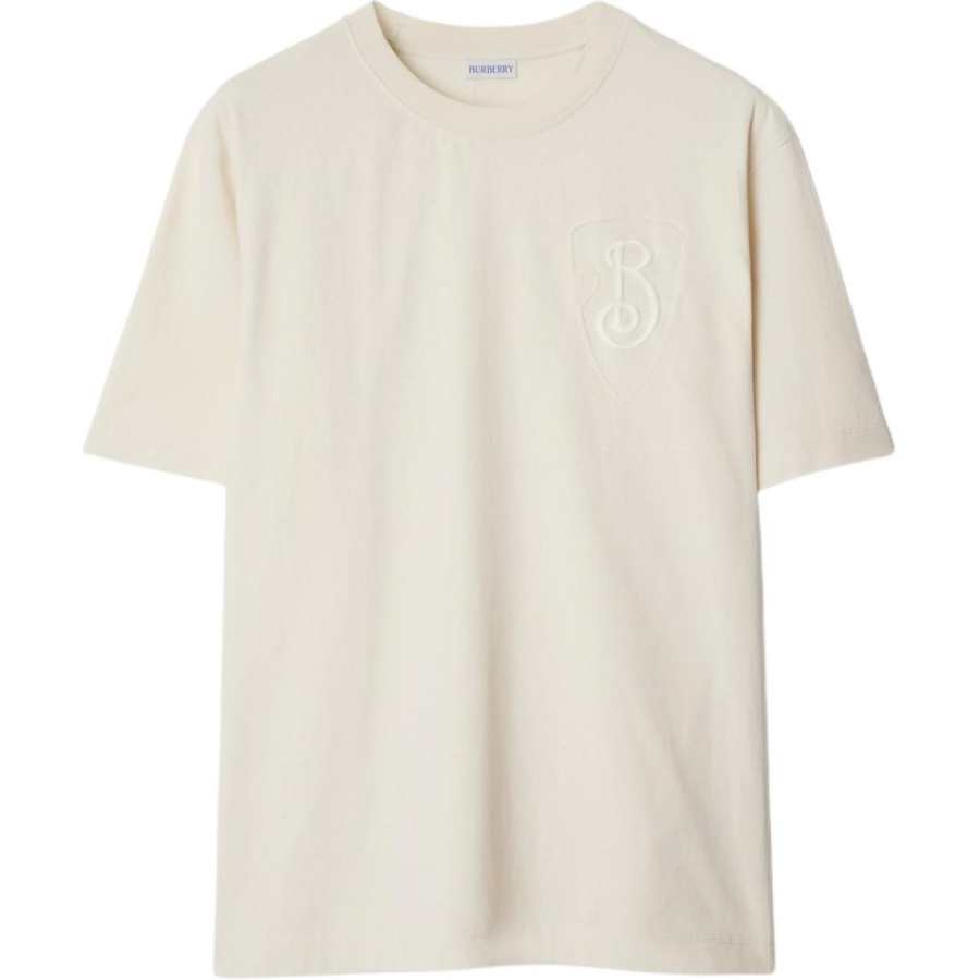 Burberry T Shirts Men's Beige Crew Neck Moderate Straight Fit