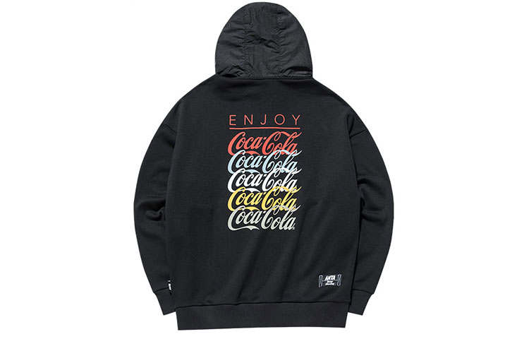 ANTA X Coca Cola Life Collection Sweatshirts Men's Black Hooded Moderate Regular