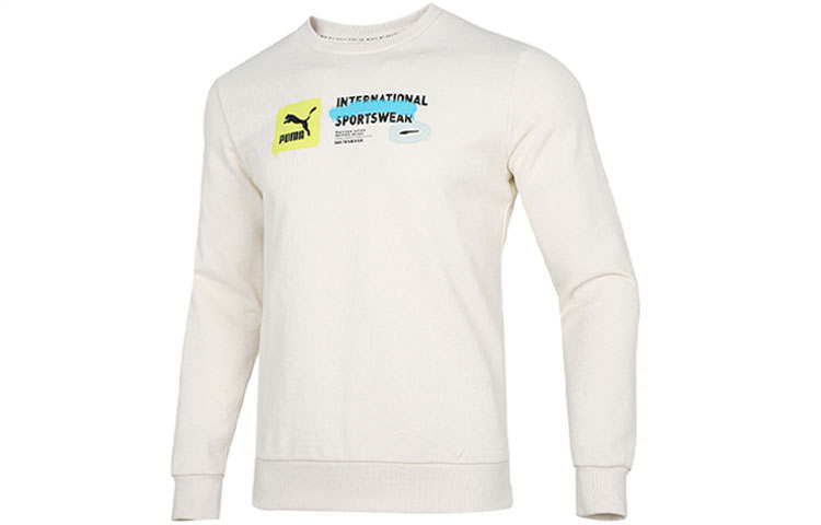 PUMA Sweatshirts Men's White Crew Neck Moderate Regular