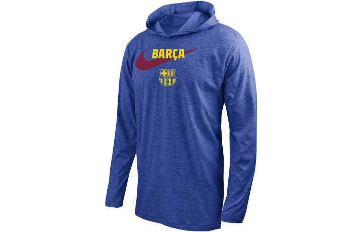 Nike Nike Fc Barcelona Men's Nike Soccer Long Sleeve Hooded T Shirt