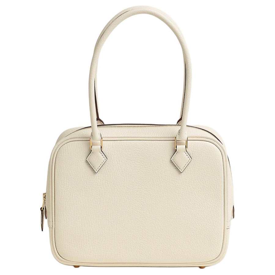 HERMES Plume Mysore Goat Skin Handbag Mini Women's I2 Nata Cream White