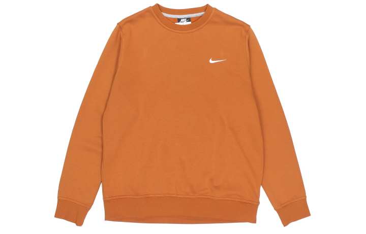 Nike Nike Solid Color Fleece Lined Embroidery Small Logo Classic Sports Sweatshirt Men's Brown
