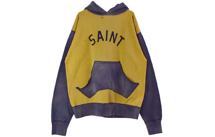 SAINT Mxxxxxx Sweatshirts Men's Yellow Hooded Moderate Regular