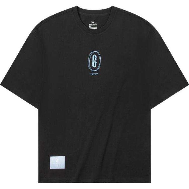361° T Shirts Unisex Pure Black Crew Neck Moderate Straight Fit