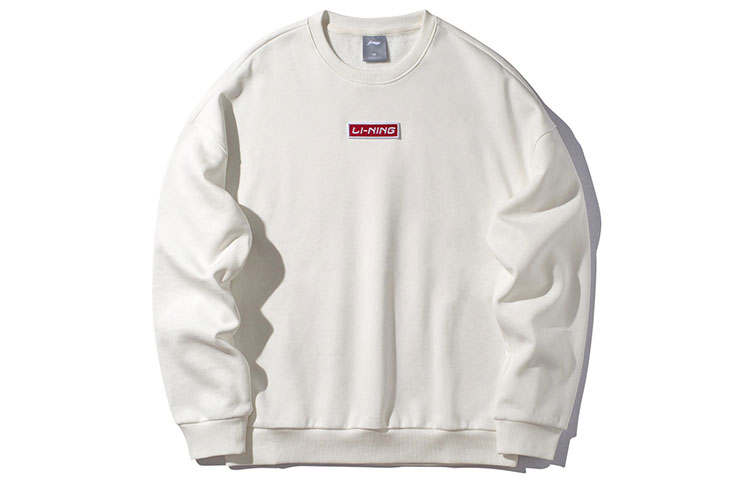 Li-Ning Li Ning Sports Fashion Collection Logo Small Logo Fleece Lined Crew Neck Pullover Sweatshirt Unisex
